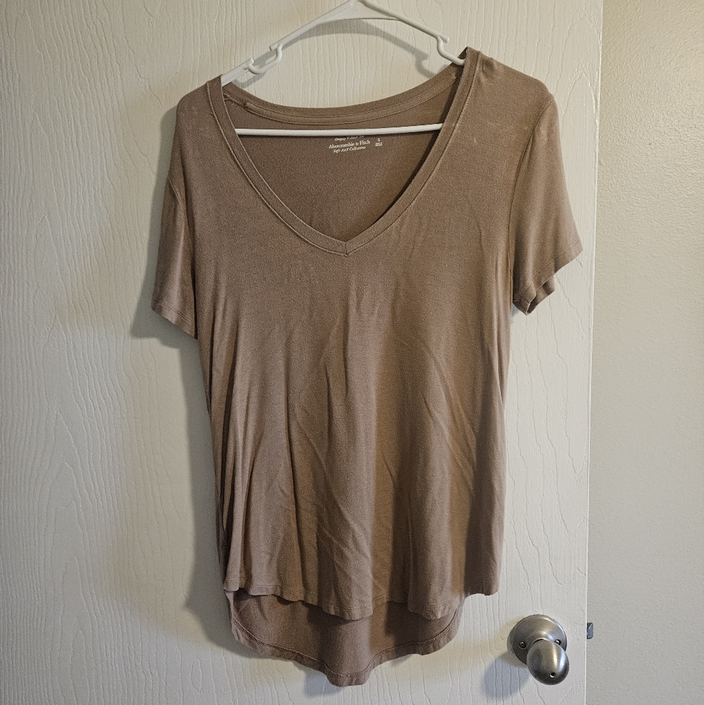 Abercrombie & Fitch Light Brown V-Neck Tee